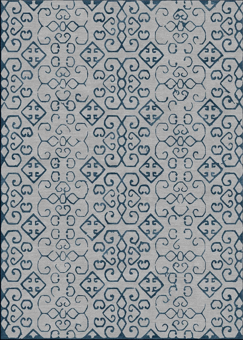 新中式风格青灰色几何纹理图案地毯贴图