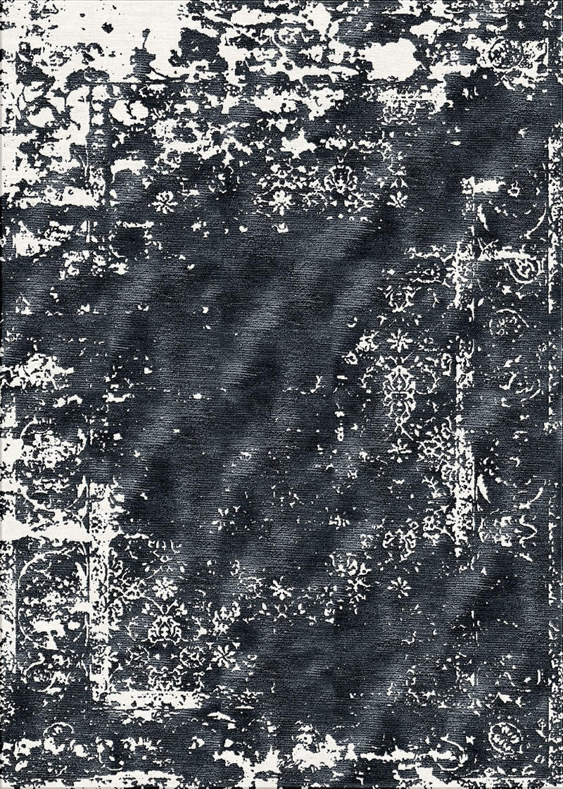 现代美式黑白色抽象花纹地毯贴图