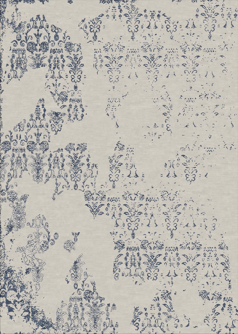 新中式墨灰色破碎花纹地毯贴图
