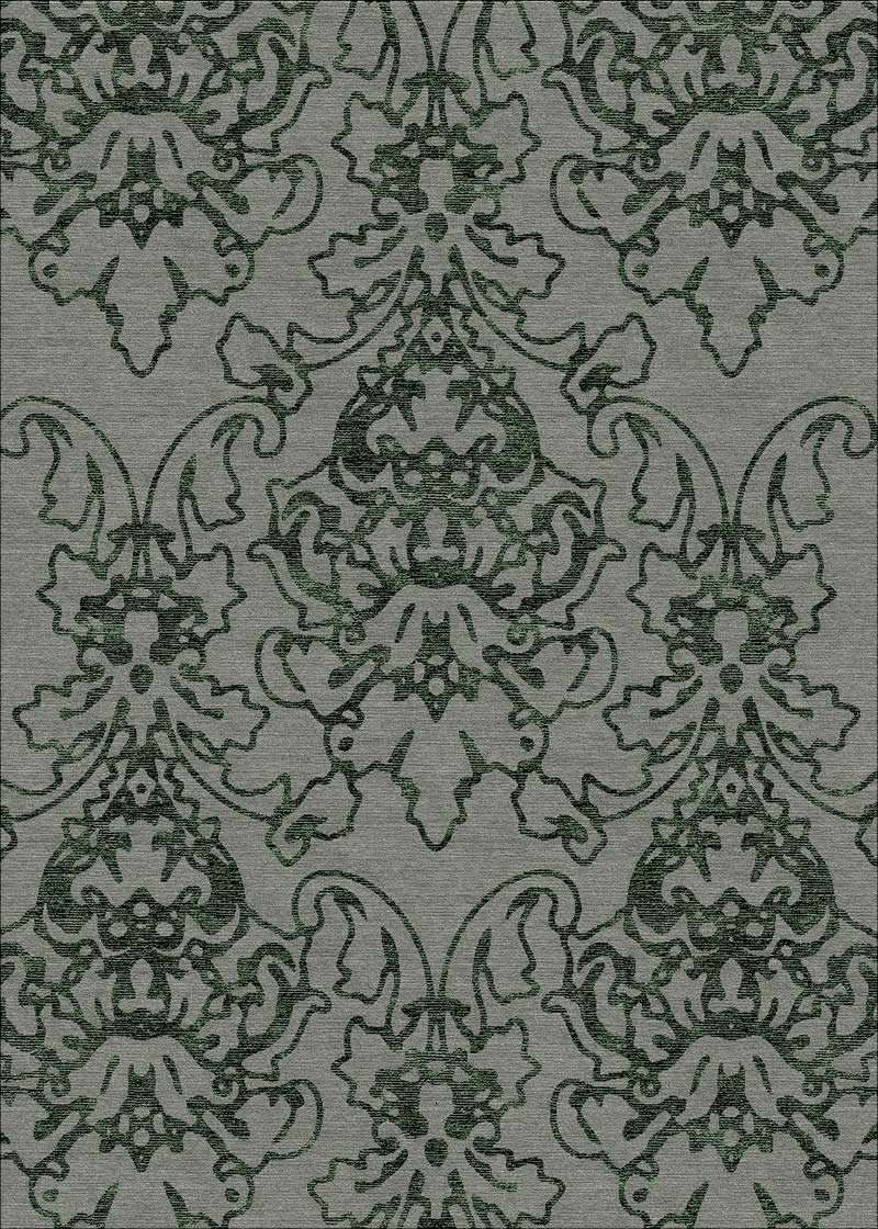美式风格深绿灰色传统花纹图案地毯贴图