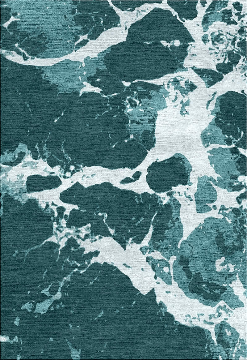 新中式青绿色海浪抽象图案地毯贴图