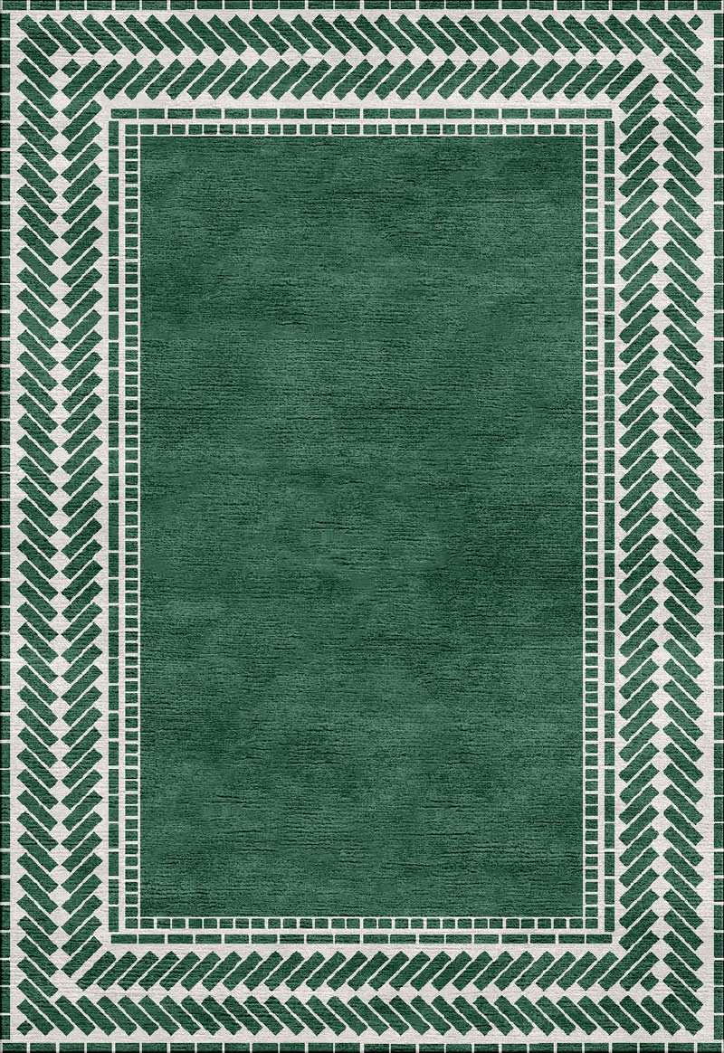 现代轻奢绿白色几何图案地毯贴图