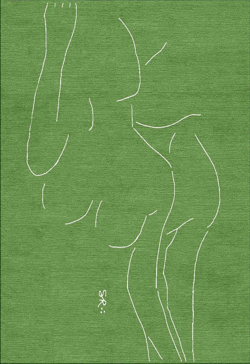 现代轻奢青草绿色情侣图案地毯贴图