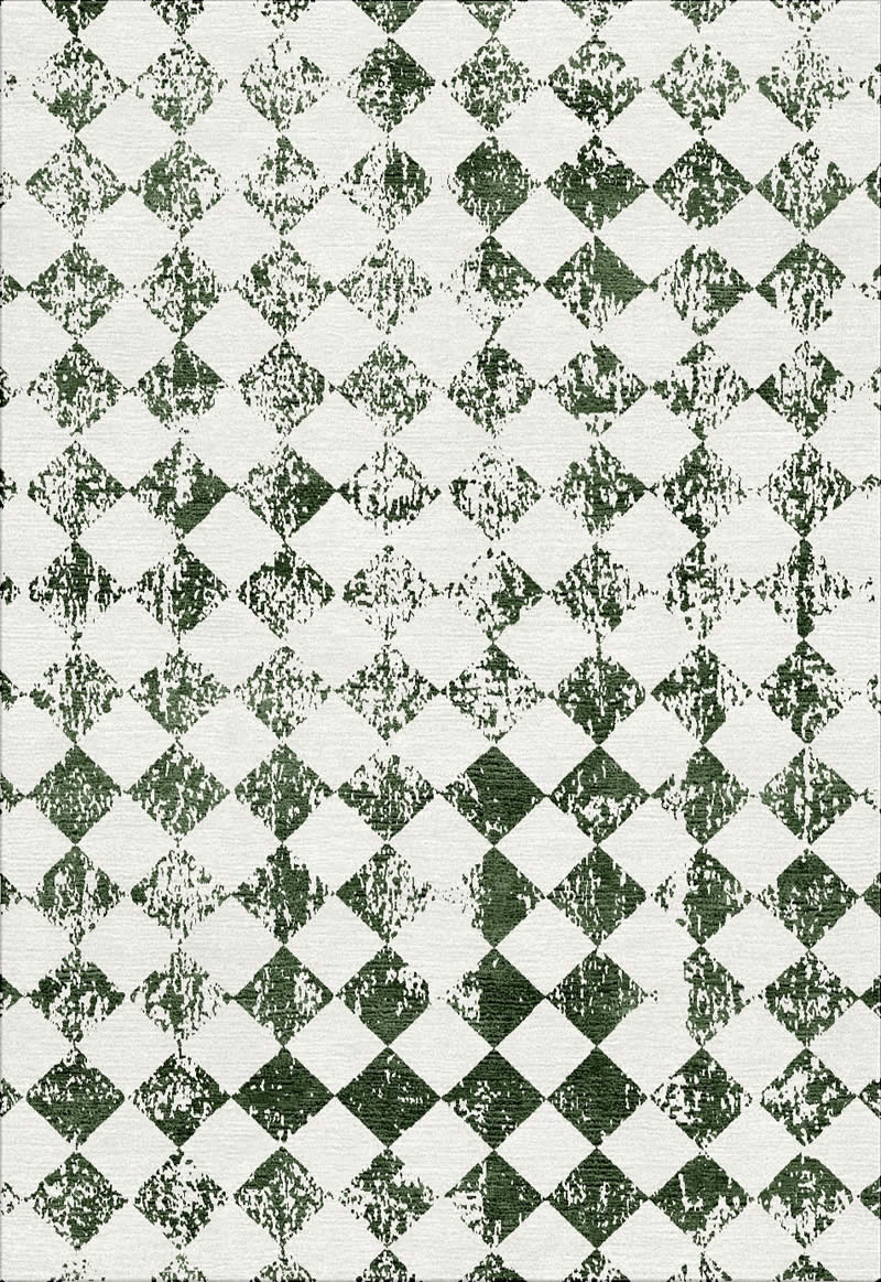 现代轻奢白绿色几何图案地毯贴图
