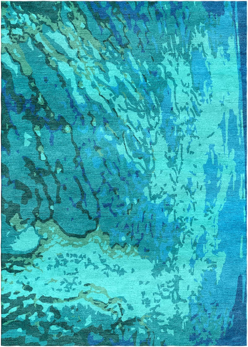 现代风格青蓝色抽象纹理地毯贴图