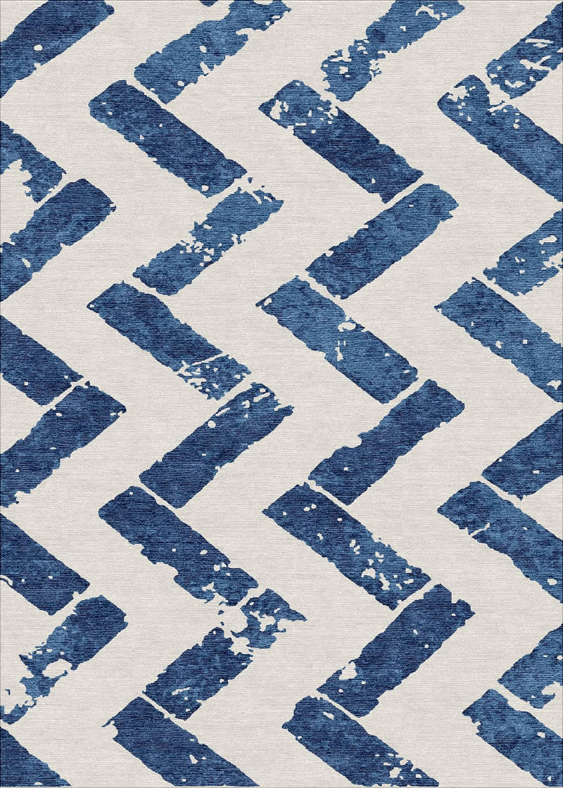 现代简约深蓝色简单几何图案地毯贴图