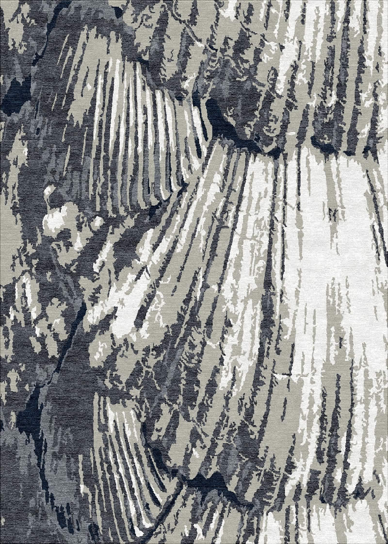 现代轻奢灰白色羽毛图案地毯贴图