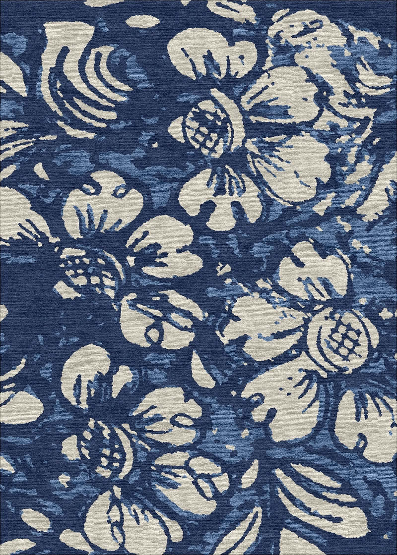 现代美式深蓝灰色花纹图案地毯贴图