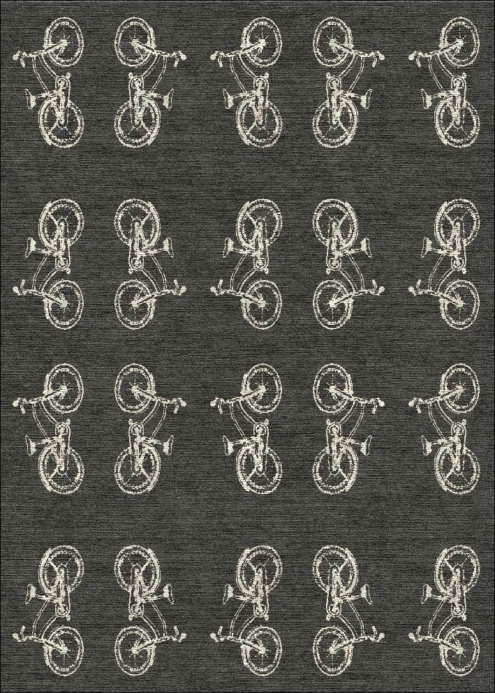 现代简约深灰色小单车图案地毯贴图