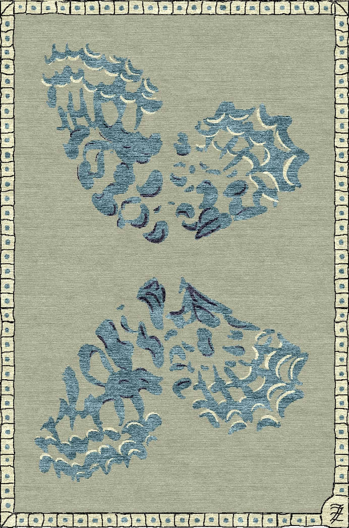 现代风格蓝绿色蝴蝶图案地毯贴图