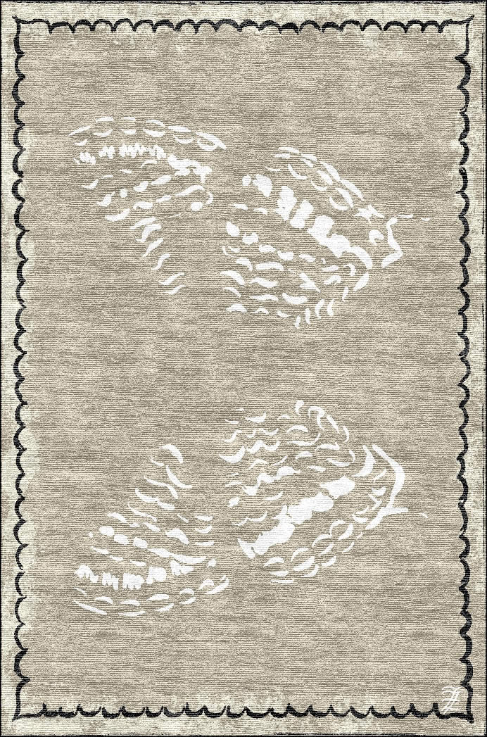 新中式咖灰色蝴蝶图案地毯贴图
