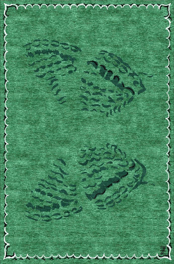 新中式青绿色蝴蝶图案地毯贴图