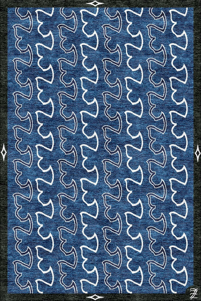 现代风格蓝白黑色几何图案儿童地毯贴图