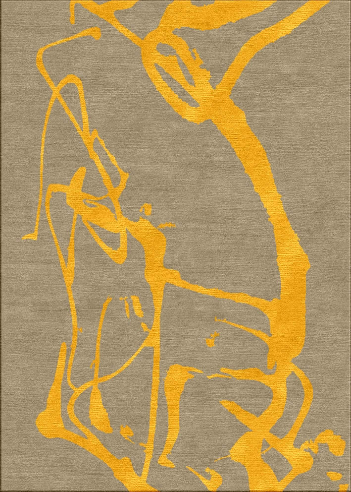 新中式黄色抽象纹理图案地毯贴图