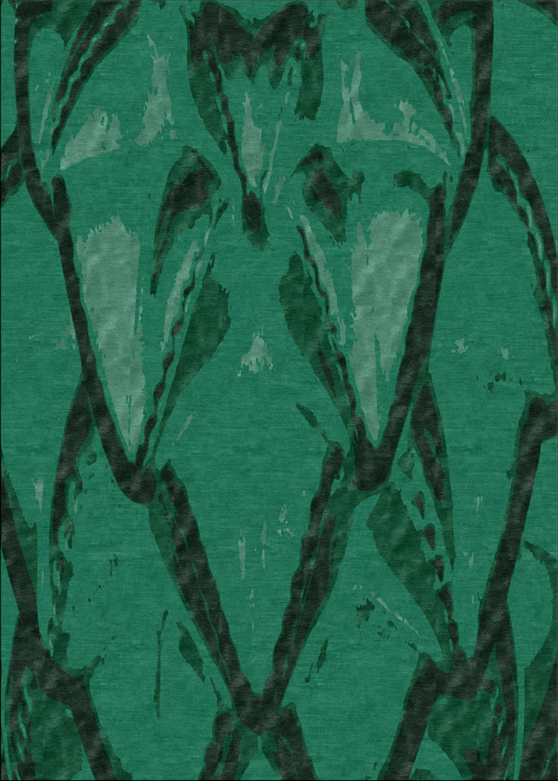 现代轻奢深浅绿色抽象叶子图案地毯贴图