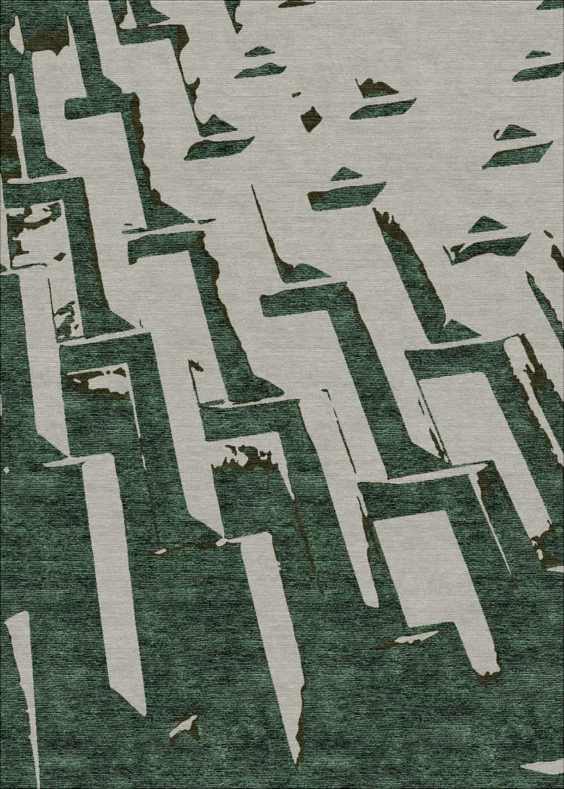 新中式深绿灰色抽象纹理图案地毯贴图