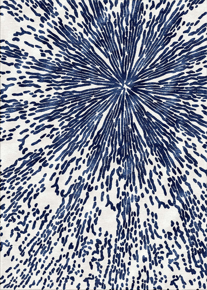 现代风格深蓝色放射纹理图案地毯贴图