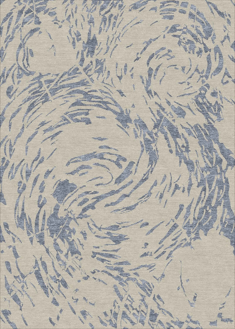 新中式蓝灰色旋涡图案地毯贴图