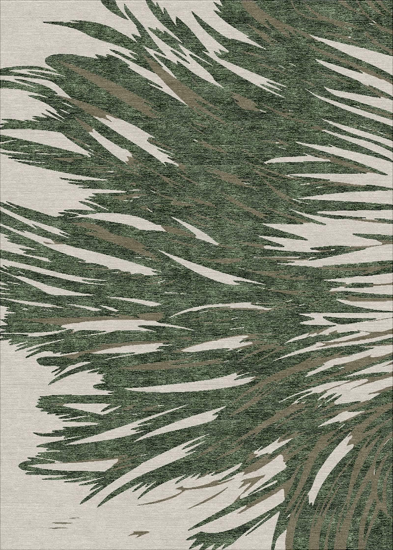新中式绿灰色叶子纹理图案地毯贴图