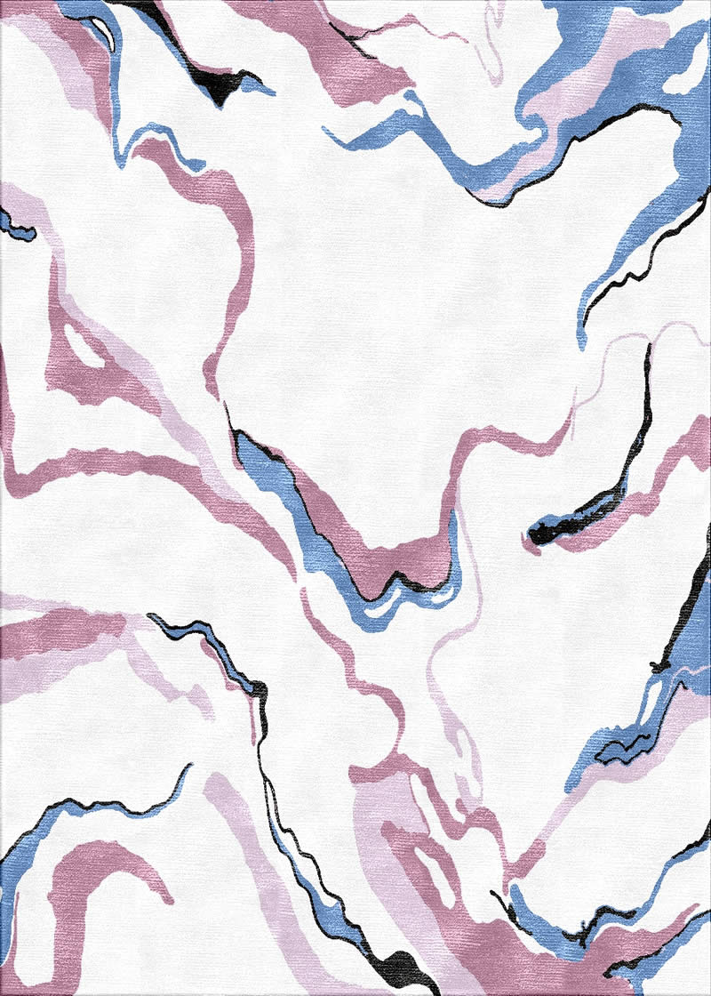 新中式蓝粉色抽象纹理图案地毯贴图