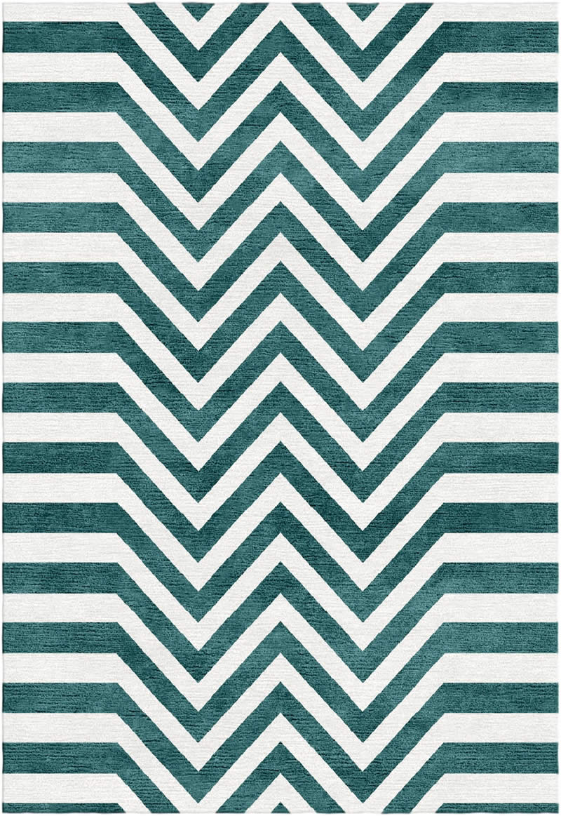 现代轻奢孔雀绿几何纹理图案地毯贴图