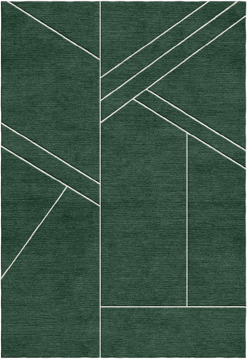 现代简约深绿色简单线条图案地毯贴图