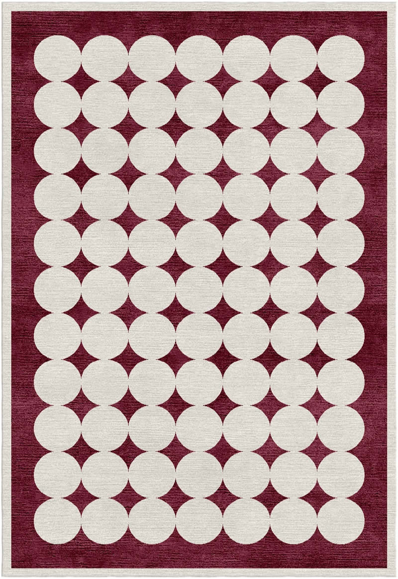 新中式红白色几何圆圈图案地毯贴图