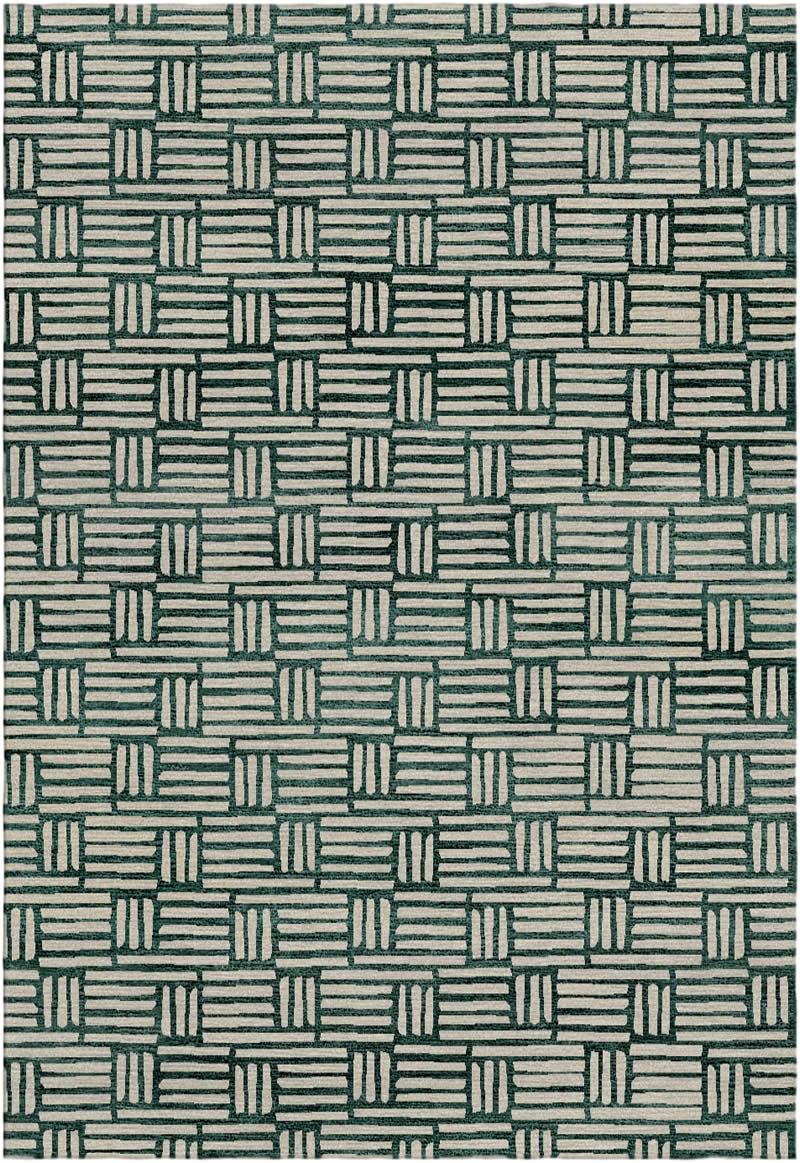现代简约深暗绿色几何图形图案地毯贴图