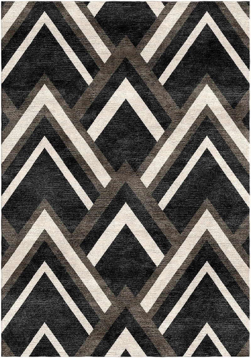 现代简约黑咖白色几何图案地毯贴图