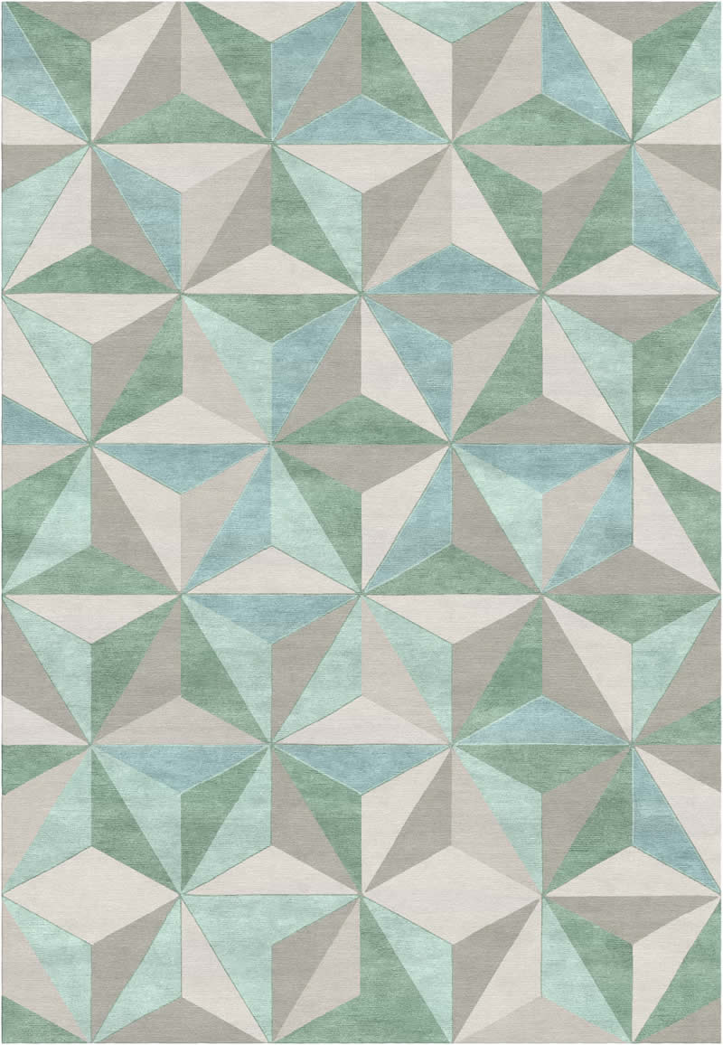 新中式浅绿灰色几何三角图形图案地毯贴图
