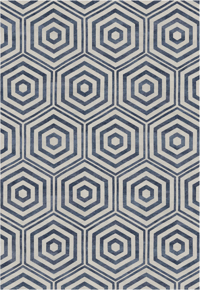 新中式紫灰色六角图形图案地毯贴图