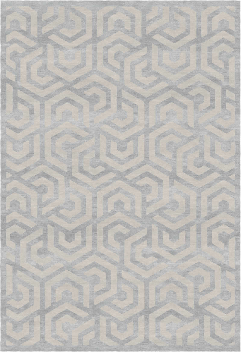 新中式浅灰褐色几何图案地毯贴图