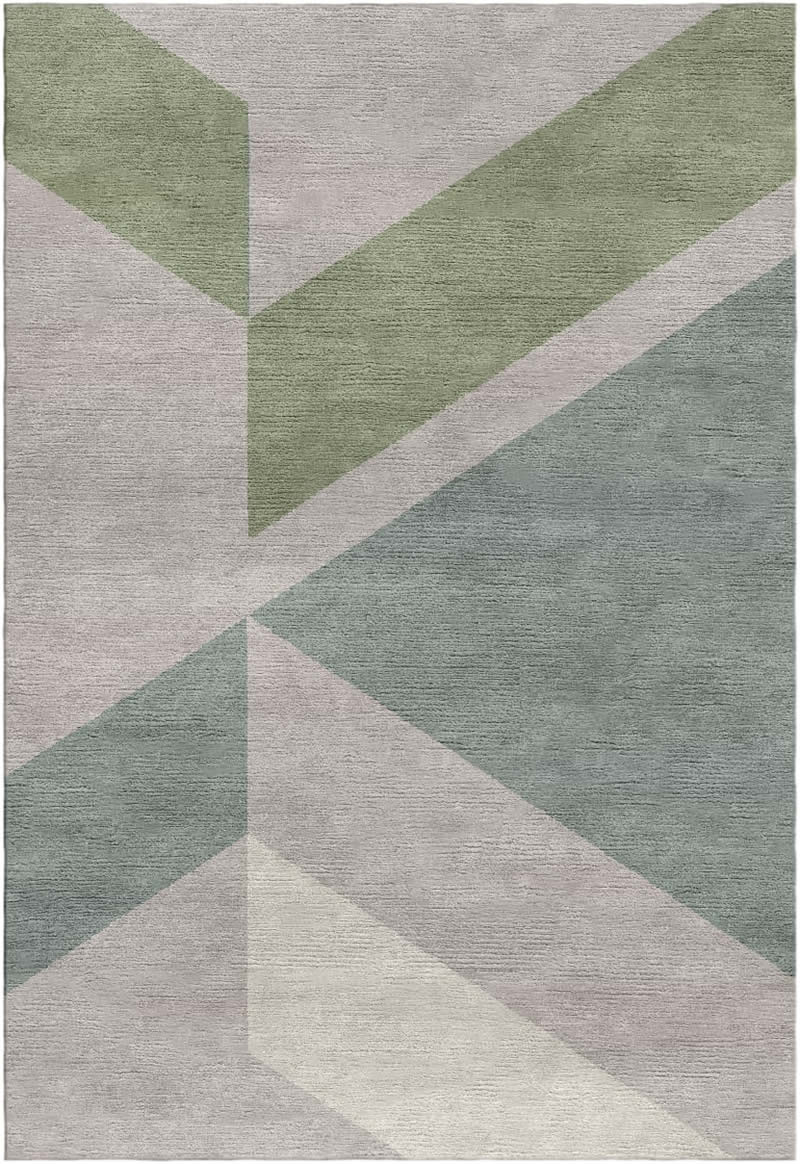 现代简约绿灰色简单几何图案地毯贴图