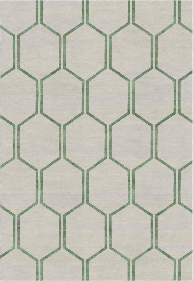 现代简约绿灰色几何格子图案地毯贴图