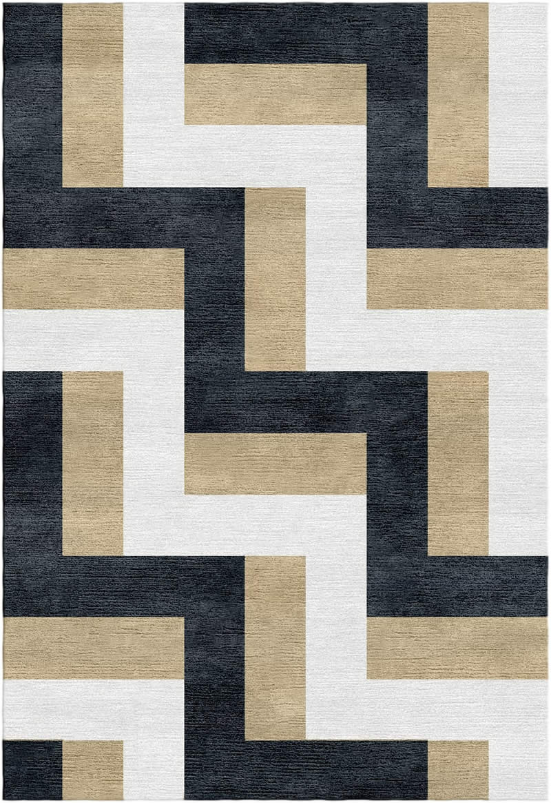 北欧风格黑白几何图形图案地毯贴图