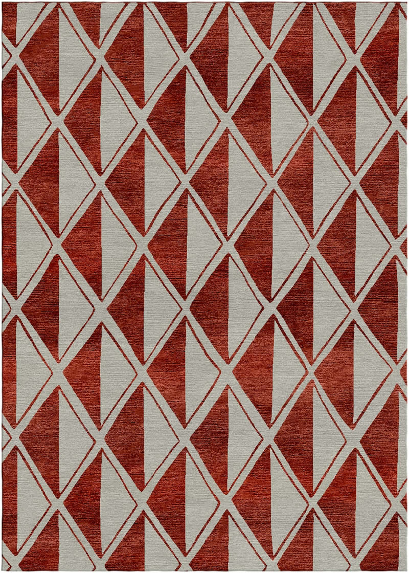 现代简约浅灰红色几何图形图案地毯贴图