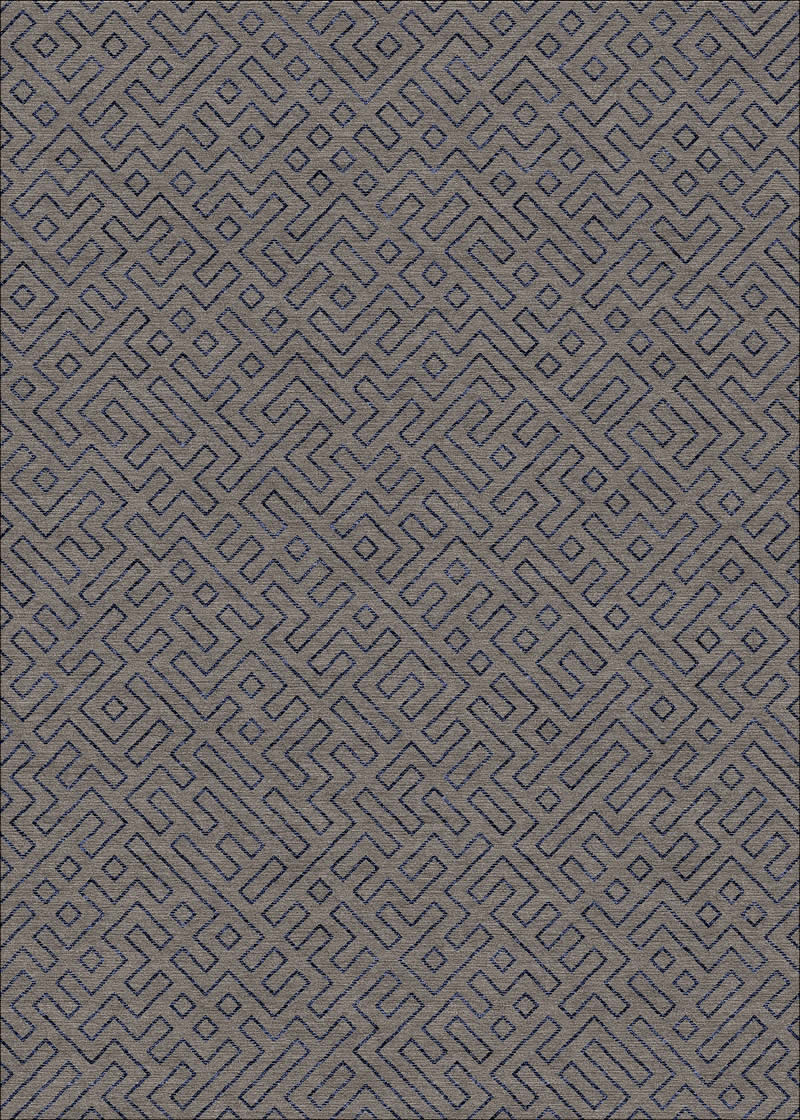 新中式深灰蓝色几何图形图案地毯贴图