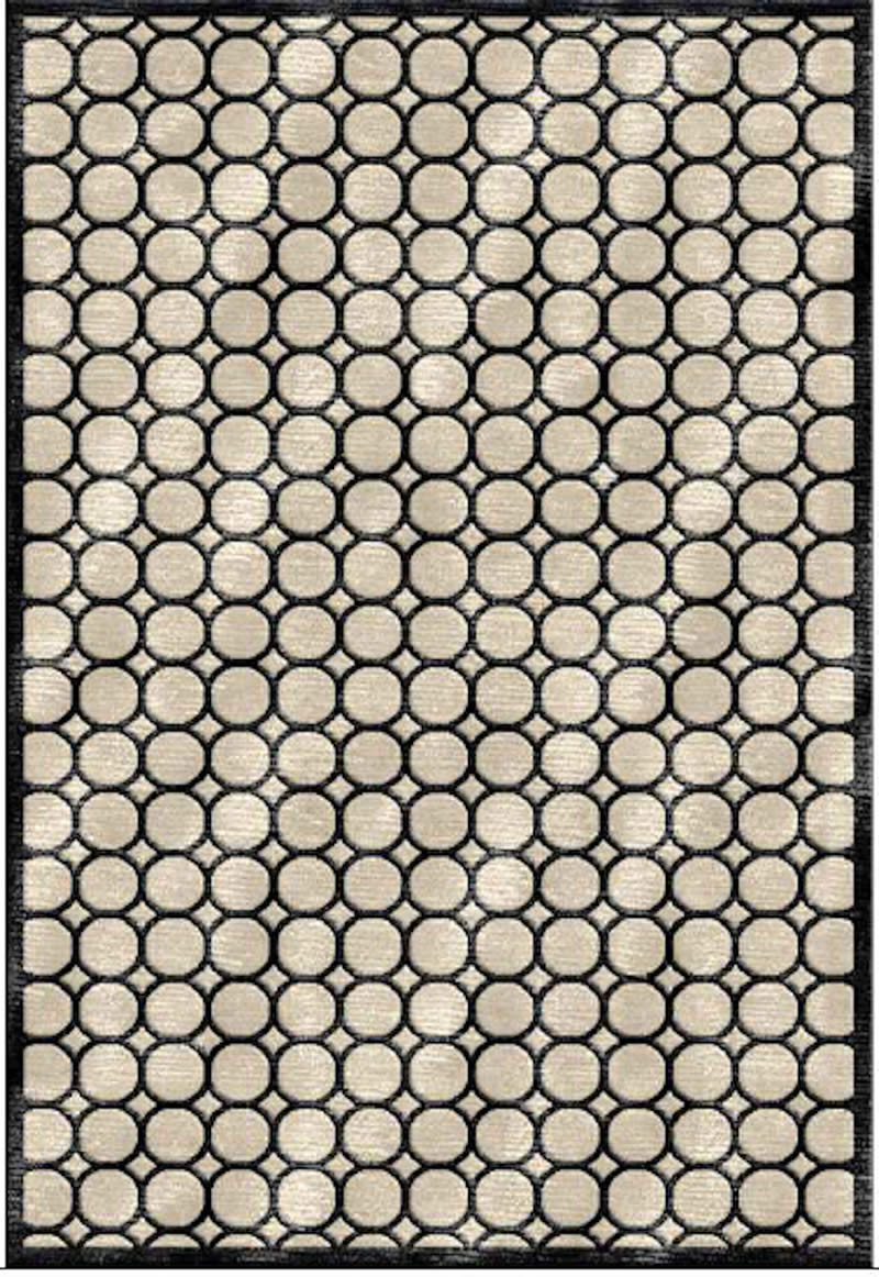 新中式暖白黑色几何圆圈图案地毯贴图
