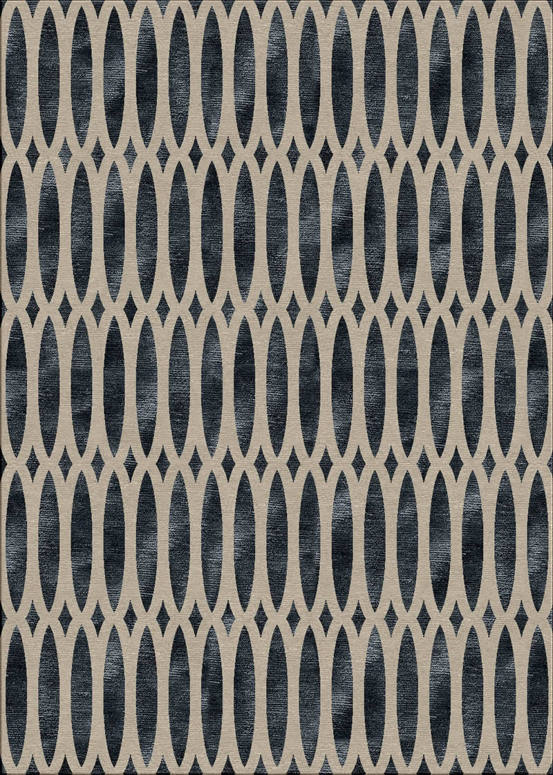 现代美式深墨色几何图案地毯贴图
