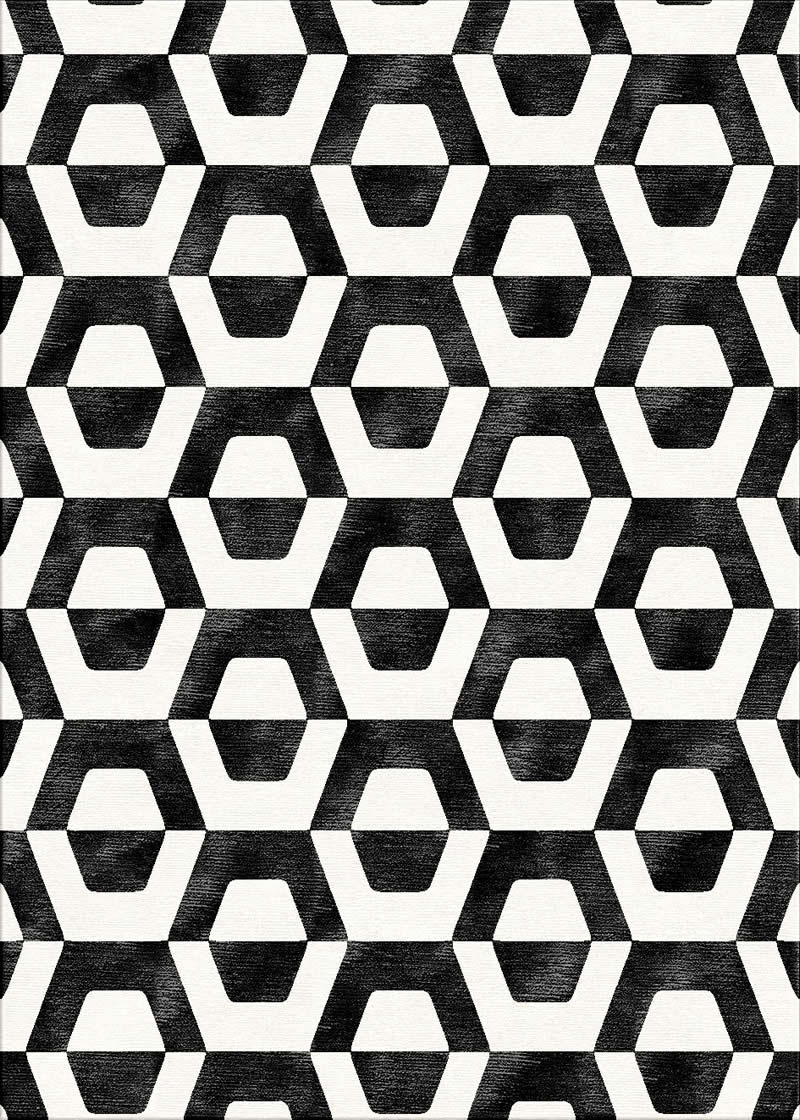 现代轻奢黑白几何图形图案地毯贴图