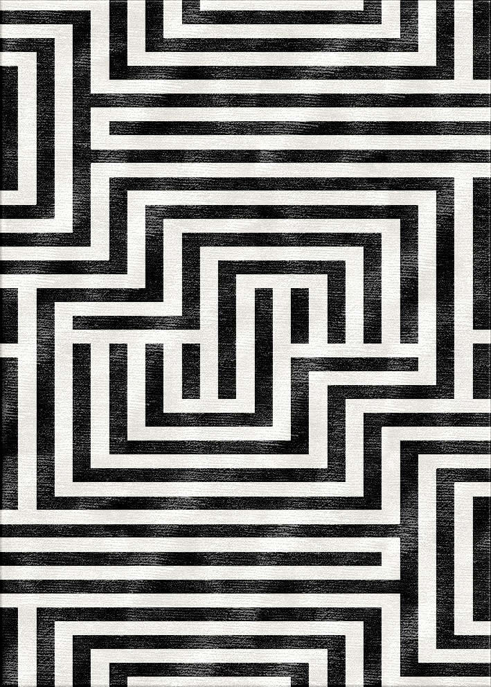 现代轻奢黑白迷宫纹理图案地毯贴图