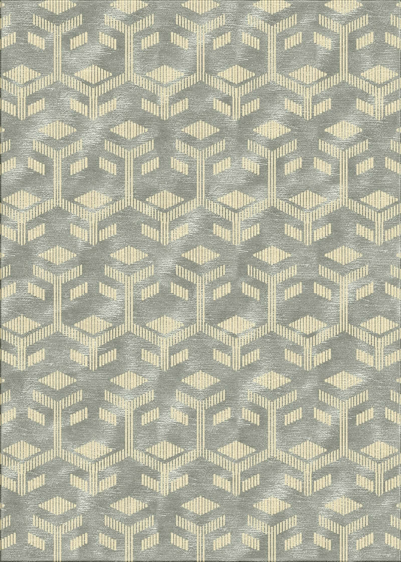 现代风格灰黄色几何竖纹图案地毯贴图