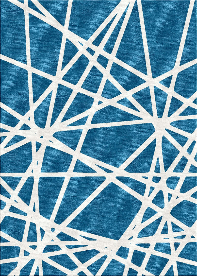 现代深海蓝色白色纹理图案地毯贴图