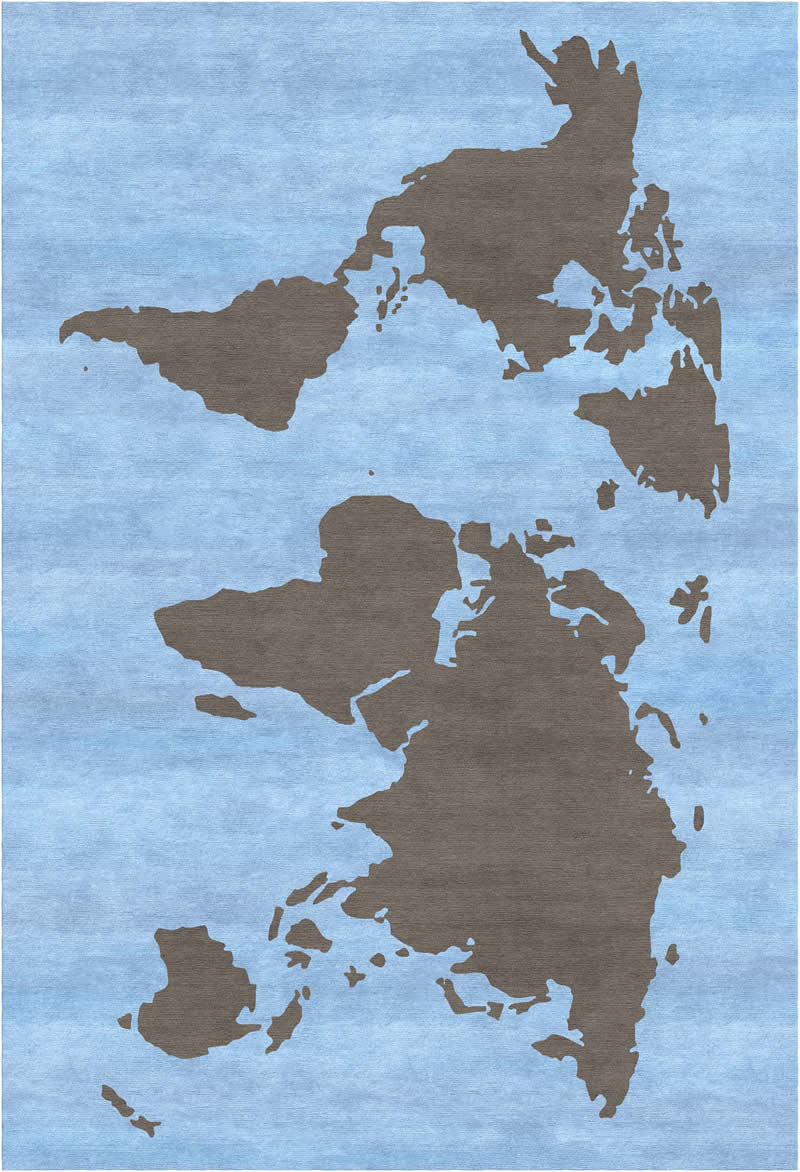 现代风格蓝灰色世界地图图案地毯贴图