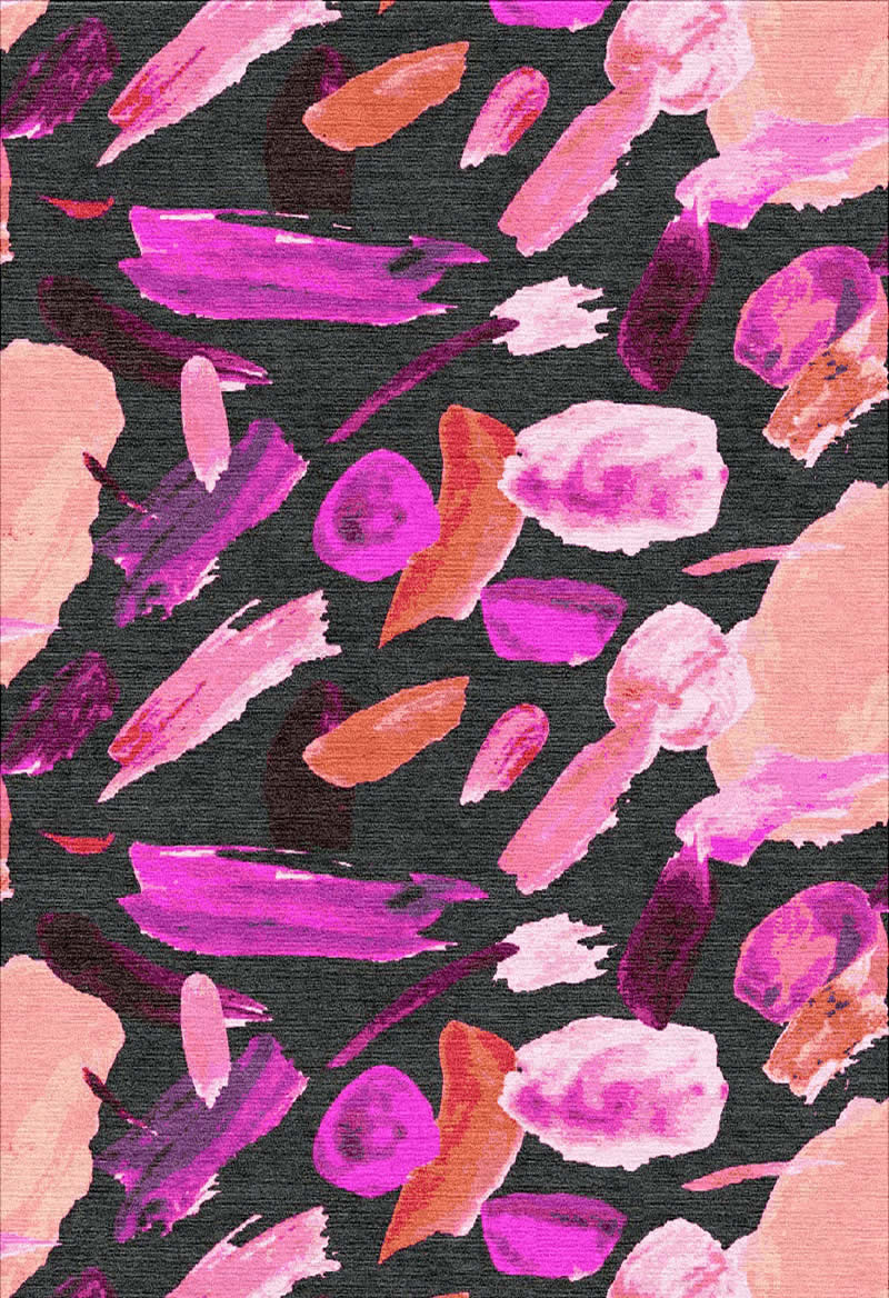 现代美式粉色抽象颜料图案地毯贴图