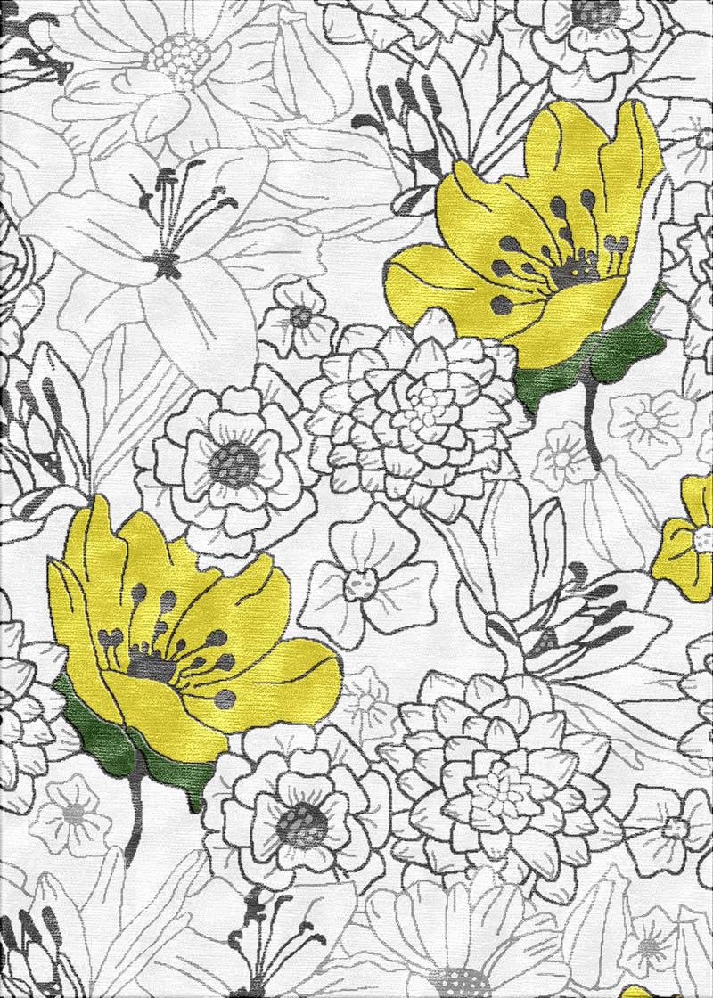 美式田园植物花朵图案地毯贴图