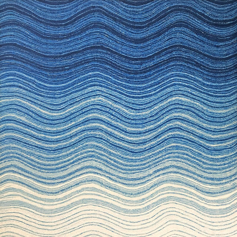 现代简约蓝色渐变波纹图案地毯贴图