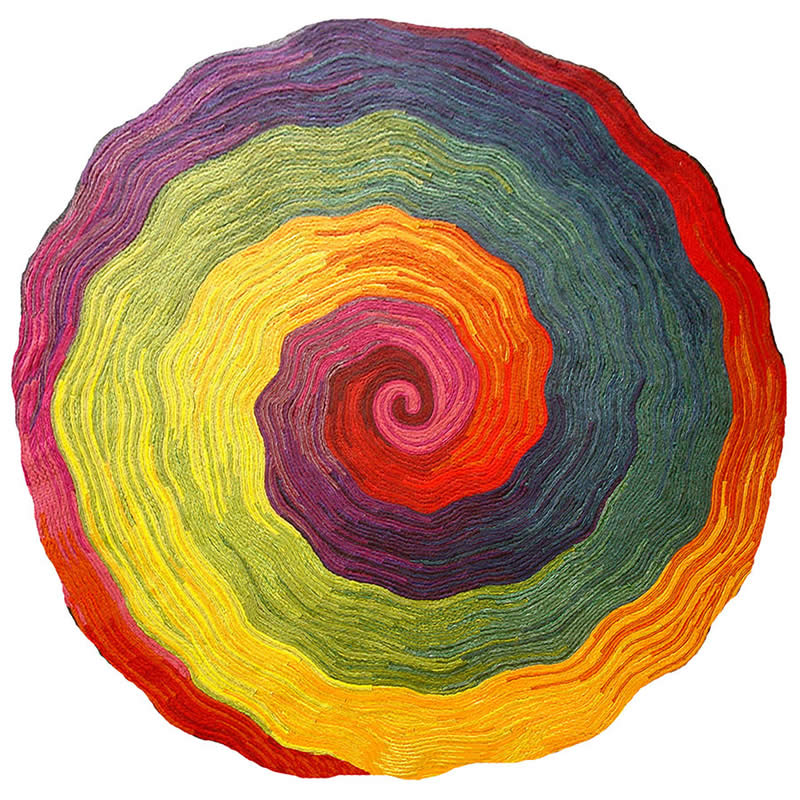 现代简约圆形彩色螺旋图案地毯贴图