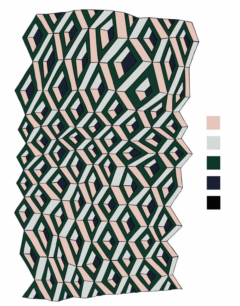 现代时尚深黑绿色异形几何纹理图形图案地毯贴图