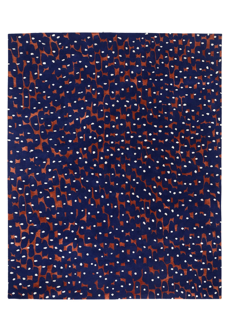 现代轻奢深蓝砖红色不规则纹理图案地毯贴图